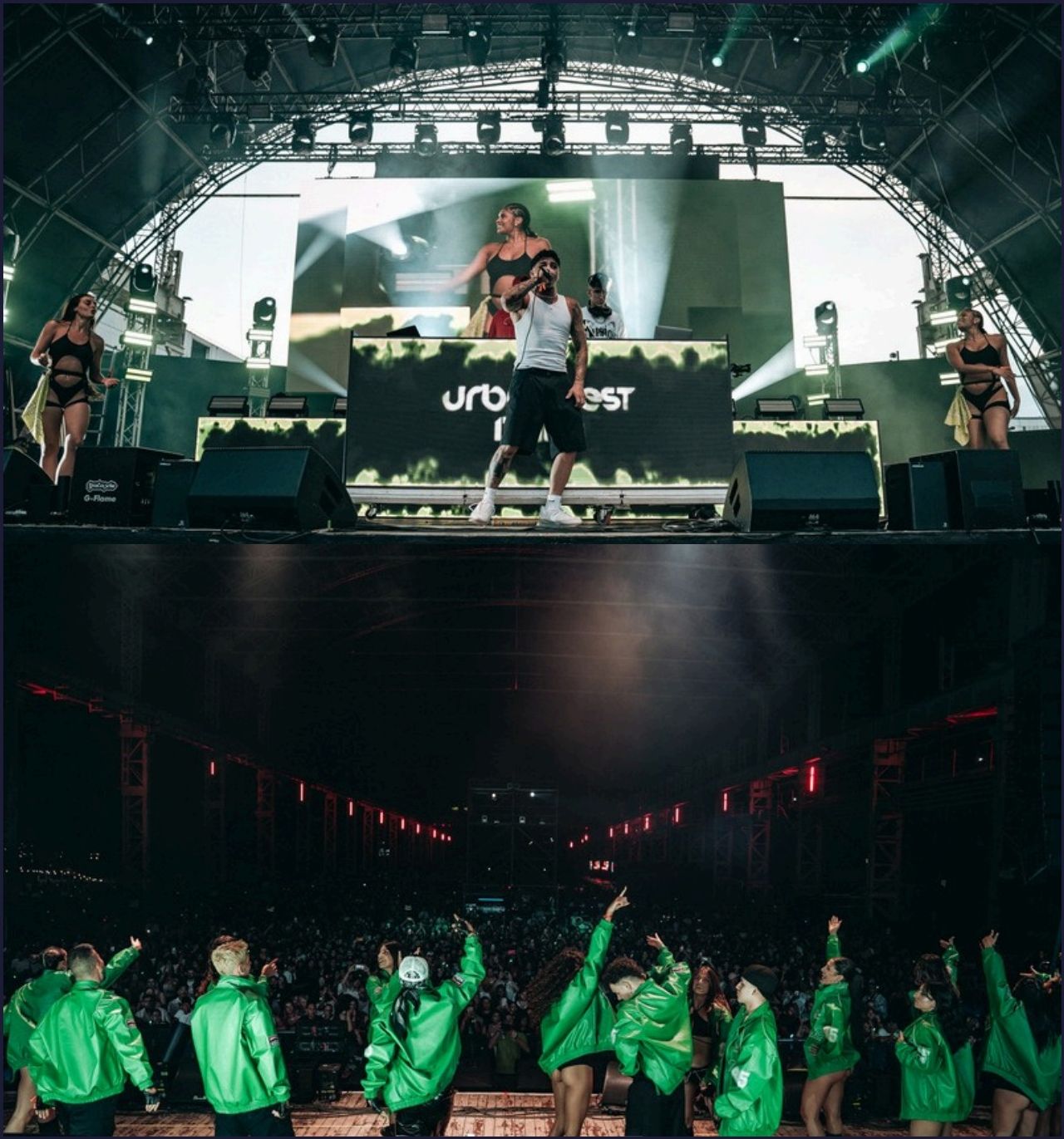 Palco Urban Fest Italia® con ballerini, schermo LED e effetti speciali
